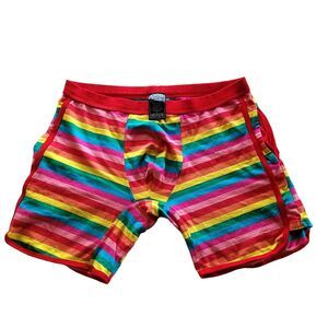 Knobs Pride Rainbow Mens Medium Stripe Boxer With Pockets
